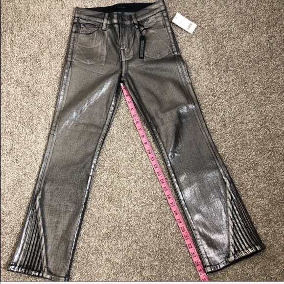 J BRAND NWT Metallic Foil Chrome Selena Jeans - Picture 6 of 14